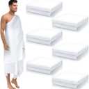 Suhine 6 Pcs Hajj & Umrah Ihram for Men Umrah Essentials Lightweight Islamic Clothing Breathable Comfortable Ehram White Ahram Hajj Gifts, 41.3 x 82.7 Inches