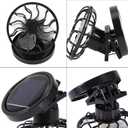 Estink Solar Powered Mini Clip On Fan, Electric Air Conditioner Cooling Cell Fan, No Battery Needed, Black, for Outdoor Travel, Camping, Hiking, Fishing, Golf