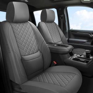 BABYBLU Chevy Silverado Front Seat Covers,Truck Seat Covers for Silverado GMC Sierra,Custom Fit 2007-2023 2024 2025 1500/2500HD/3500HD (Grey, Front Pair)