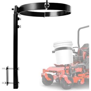 Adjustable 5 Gallon Trash Bucket Holder, Black Heavy-Duty Steel Bucket Storage Holder Can Be Installed for Zero Turn Mowers, Used for Outdoor Garbage and Yard Cleaning (Bucket Not Included)
