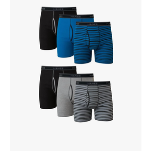 Hanes Boxer Briefs, Cool Dri Moisture-Wicking Underwear, Cotton No-Ride-up for Men, Multi-Packs 2 XL 6 Pack