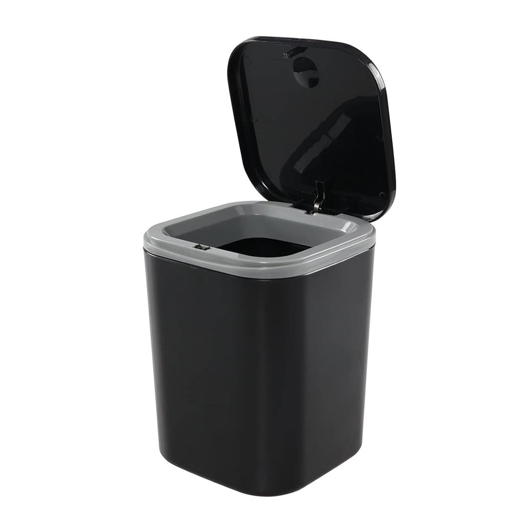 0.5 Gallon Tiny Countertop Trash Can, Mini Desktop Garbage Can with Push-Button, Black