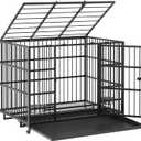 Dosker 37" Metal Dog Crate for Small Dog,Open Top Indoor Kennel with Wheels