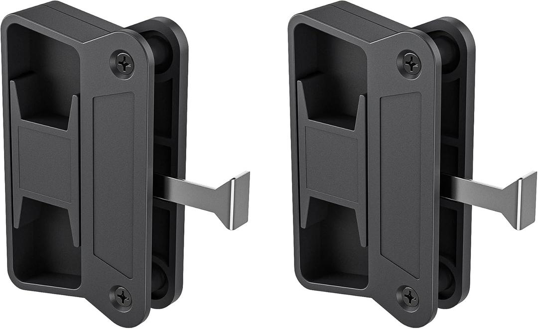 2-Pack A 201 Sliding Screen Door Handle Kit, Heavy-Duty Black Plastic Replacement Pull with Long Latch, Easy to Install Set for Patio Doors