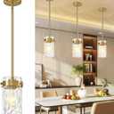 4.72" Hammered Glass Pendant Lighting for Kitchen Island 1 Pack, Modern Brushed Gold Pendant Light Fixtures, Adjustable Ceiling Pendant Light for Kitchen Island Dining Room Bedroom Hallway