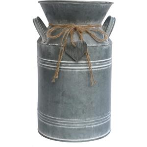 Vintage Galvanized Metal Milk Can, Farmhouse Decorative Flower Vase, Rustic French Country Milk Jug for Home Decor,10.6''H