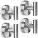 Towel Hooks Shower Suction Hook Towel Hanger for Bathroom Hanging Coat, Robe, Removable Wall Mounted Hook for Bedroom Kitchen Hotel Pool Brushed Nickel(2-Pack)