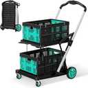 Collapsible Shopping Cart, 8-in-1 200LBS Multi Functional Utility Cart with 2 Storage Crate, Adjustable Handle Grocery Cart on Wheels for Shopping/Warehouse/Office/Supermarket - Blue