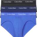 Calvin Klein Men's Cotton Stretch 3-Pack Brief (Large, Black/Blue/Cobalt)