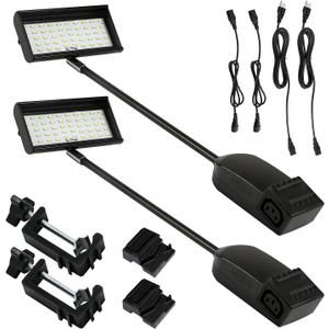 Trade Show Lights LED Display and Exhibit Arm Lighting, Connectable Tradeshow Lights Included Clamps, Mounting Brackets, Power Cables, Connect Cables (2pcs Black) (Black)