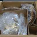 20" Woven Caged Low Profile Bladeless Ceiling Fan with Light and Remote, Farmhouse Flush Mount Boho Ceiling Fans Light, Enclosed Industrial Ceiling Fan 6 Speed Reversible w/ 4 E26 Bulb Base