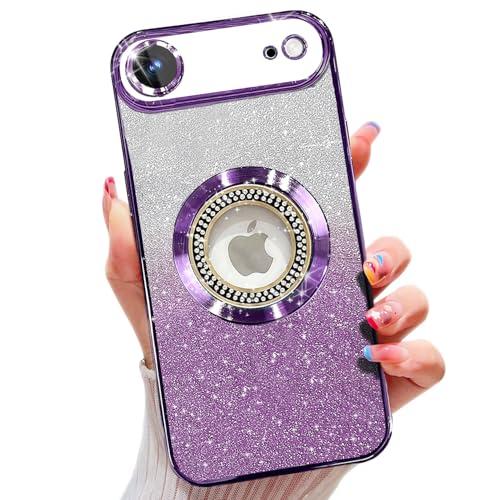 Misscase for iPhone Air Magnetic Glitter Case Compatible with MagSafe,Full Protection Slim Shockproof Case with Camera Lens Protector Plating Bling Cover Case for iPhone 17 Air 6.5" Purple