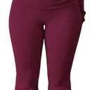 GFU 2 Piece Lounge Set Women Sexy Off Shoulder Crop Top Fold Over Flared Pants Set Workout Matching Sets Cozy Loungewear (X-Large, Wine)