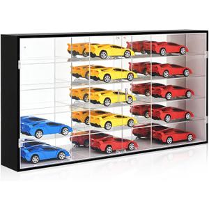 Juexica 1: 24 Clear Acrylic Toy Car Display Case 15 Grids Toy Race Car Display Show Box Diecast Case Wall Mounted Vehicles Shelf for Storage, Christmas Mini Model Figure Lover Gifts