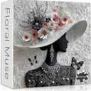 Impossible Puzzles for Adults 1000 Pieces,PICKFORU Floral Muse Puzzle Elegant Lady,Beauty Flower Woman Puzzle Black and White Pearl,Hard Challenge Jigsaw Puzzles Aesthetic, 23.85 x 23.85 inches