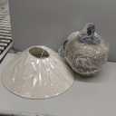 Rustic Farmhouse Table Lamp 20.8" Neutral Ceramic Table Lamp Brown White Checkered Ceramic with Linen Drum Shade Decor Bedside Nightstand for Living Room Bedroom (Large)