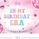 MEHOFOND Girls Birthday Party in My Birthday Era Backdrop Pink Glitter Disco Bachelorette Decorations Birthday Banner Photo Booth Props 7x5ft