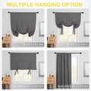 NICETOWN Thermal Insulated Blackout Short Curtain - Bathroom Curtain Gray Tie Up Shade for Small Window, Window Valance Balloon Roman Blind (Rod Pocket Panel, 46 inches W x 63 inches L)