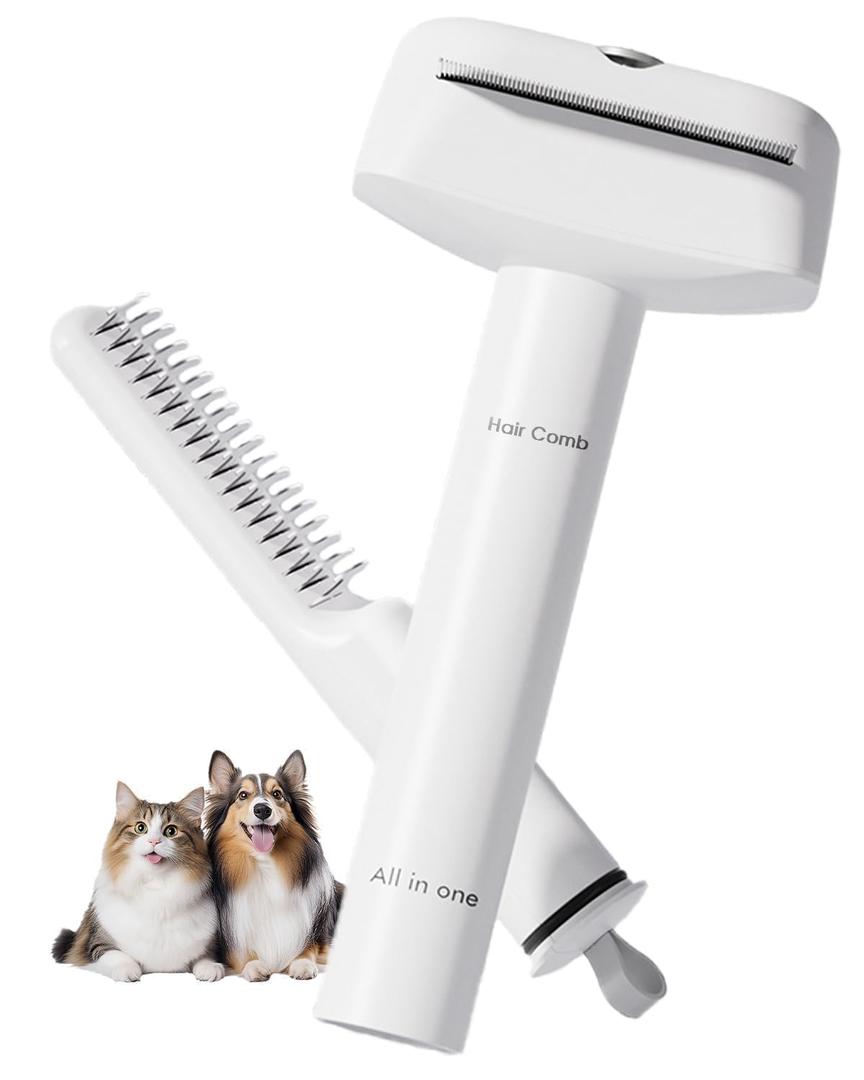 3-in-1 Pet Grooming Tool - Deshedding Dog Brush, Dematting Comb, Undercoat Rake for Long Hair Dogs & Cats, Grooming Comb for Shedding and Matting