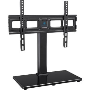 PERLESMITH Swivel Universal TV Stand Mount for 32-86 Inch LCD OLED Flat/Curved Screen TVs up to 99lbs-Height Adjustable Table Top TV Stand/Base with Tempered Glass Base&Wire Management,VESA 600x400mm