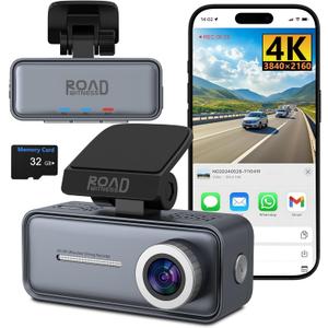 4K Mini Dash Cam FrontFront Dash Camera for CarsWiFi Car Camera with Voice Control, Night Vision, G-Sensor,24H Parking Mode, Loop Recording App, Dashcam 4K Included 32GB,Support 256GB