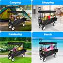 YSSOA Heavy Duty Folding Portable Hand Cart with Removable Canopy, 8'' Wheels, Adjustable Handles and Double Fabric for Shopping, Picnic, Beach, Camping