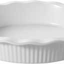 DOWAN Pie Pan for Baking, 9 Inch Round Baking Dish for Dinner, 45 Ounce Pie Plate Ceramic Quiche Pan Non-Stick with Deep Fluted Pie Dish for Apple Pies, Pot Pies, Quiches, Tart, Oven Safe Dish, White