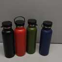 LemonRoad 4 Pack Water Bottles Insulated Stainless Steel 21 oz Double-wall Insulated Leak-proof Non Spill Reusable Sport Water Bottle with Lid for Camping Hiking, Black, Navy Blue, Military Green, Red