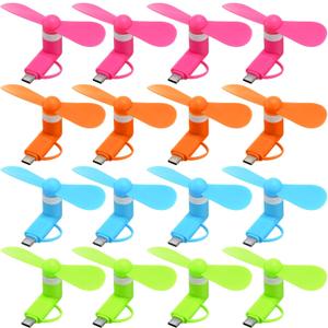 16 Pack Mini Cell Phone Fan 2-in-1 USB C Cooling Mini USB Fan Compatible for Type C, Android Smartphone, Tablet Portable and Powerful Summer Accessories, 4 Colors