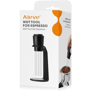 Aieve WDT Tool Espresso, Magnetic Coffee Distribution Tool Compatible with Ninja Luxe Cafe, 10 Needle Coffee Stirrer for Breville Barista Espresso Accessories (Magnetic & Adhesive Mount) (Black-Plastic)