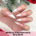 NOVO OVO White French Tip Long XL Sharp Stiletto Nail Tips Press on BABY PINK, Soft Gel Double Matte Fake Nail Extension, Full Cover False Nails for Acrylic DIY x 16 Sizes 160 pcs