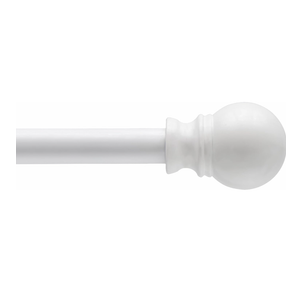 Kenney KN55250 Davenport Ball End Petite Café Decorative Window Curtain Rod, 28-48" Adjustable Length, White Finish, 1/2" Diameter Steel Tube