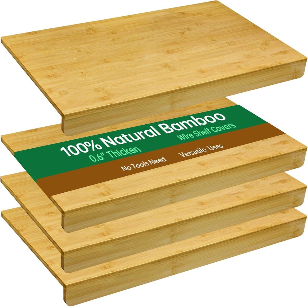 Bamboo Wire Shelf Covers,0.6" Thicken Wire Rack Covers-36 W x 16" D,4pcs
