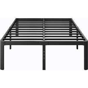 18 Inch High Platform Metal Queen Size Bed Frame, Queen Bed Frameno Box Spring Needed, Easy Assembly, Heavy Duty, Noise Free, Black