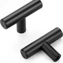 15 Pack Matte Black Cabinet Knobs 2 Inch - Black Drawer Knobs Single Hole Black T Bar Hardware Drawer Pulls for Kitchen Cabinets and Dressers