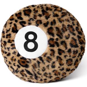 Dripykiaa Cheetah 8 Ball Throw Pillow, 14" Leopard Print 8 Ball Pillow Round Plush Decorative Cushion, Soft Trendy Throw Pillow for Bedroom & Living Room, Modern Aesthetic Home Decor for Women & Teens