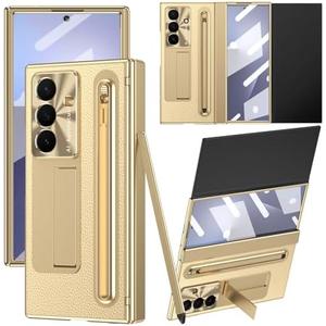 YQODSZ for Samsung Galaxy Z Trifold Case with S Pen Holder & Stylus, Built in Small Screen Protector Invisible Kickstand Camera Protector All-Round Protection Phone Case for Galaxy Z Trifold Gold