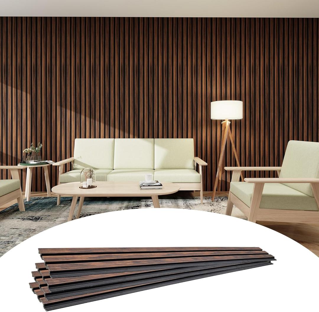 3D Textured Wood Slat Wall Panels 16 Pack - Waterproof PS Fluted Faux Wood Paneling (43.3"x4.7") Easy Adhesive Installation, Classic Walnut 3D Textured Wood Slat Wall Panels 16 Pack - Waterproof PS Fluted Faux Wood Paneling (43.3"x4.7") Easy Adhesive Installation, Classic Walnut