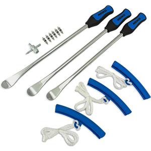 NEIKO 20601A 14.5 Steel Tire Spoons Tool Set, Tire Tools Include 3 Piece Tire Spoons, 3 Piece Rim Protector, Valve Tool, 6 Piece Valve Cores, Motorcycle Tire Changer, Dirt Bike Tire Levers
