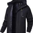 Fit type: skiing jacket offers a regular fit for men
Features: removable insulated storm hood and cuffs with hook loop
Exterior multi pockets: 2 big zippered hand pockets, 1 waterproof zippered chest pocket
Interior pocket: 1 zippered phone pocket on