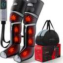 Leg Compression Massager for Circulation and Pain Relief, Compression Boots with Heated Knee, 6 Modes 12 Intensities 3 Timers, Foot Calf Thigh Recovery Machine, Gifts for Man Woman, Black