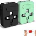 Gartmost 2 Pcs 3 in 1 Retractable Multi Fast Chargers Cable(3.28FT) with USB C/Micro USB/L and Phone Stand, Compatible with iPhone 17/16/15/14/13/12/11/10/9/8/Android/Tablet