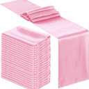 Bencailor 24 Pcs Satin Table Runner Bulk 12 x 108 Inches Long Table Runners Bright Smooth Fabric Tablecloth for Wedding Banquet Birthday Fall Halloween Christmas Party Decorations (Pink)