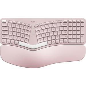 Nulea RT05 Wireless Ergonomic Keyboard, Split Keyboard with Wrist Rest, USB-C Charging, 7-Color Backlight, Natural Typing, Bluetooth and USB Connectivity, Compatible with Windows/Mac(Pink)
