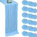 6 Pack Baby Blue Cheesecloth Table Runner 10FT Boho Cheese Cloths Gauze Fabric Table Runners 120 Inch Rustic Sheer for Spring Wedding Birthday Party Baby Shower Holiday Home Decorations