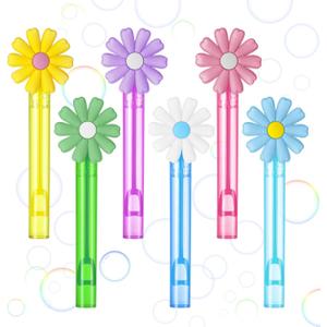 Gemscream 30 Pcs Daisy Bubble Wands Pastel Flower Party Supplies Groovy Hippie Bubble Makers for Birthday Wedding Supplies, Prizes, Goodie Bags, Piata Goodie Bag Stuffers Gifts (Bright Color)