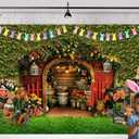 7X5ft Easter Backdrops for Photography Green Easter Background Rabbit Egg Wooden House Photo Booth Props for Home Party Decorations Photoshoot Props (H0102)