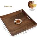 19 x 19 Inches Large Square Curved Black Walnut Wood Ottoman Tray with Handles, Serve Tea, Coffee Classic Wooden Decorative Serving Tray