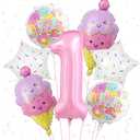 Ice Cream Balloons Pink Number 1 Balloon Ice Cream Themed Party Decorations for Birthday Party Baby Shower