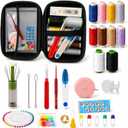 Sewing Kit for Adults, Needle and Thread Kit with Portable Case, 10 Thread Colors, Automatic Needle Holder, Threaders, Crochet Hook, Seam Ripper and Pins for Travel Home